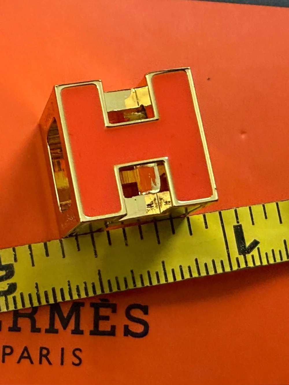 Hermes Cage de Ash H Cube Orange x Gold HERMES Women's